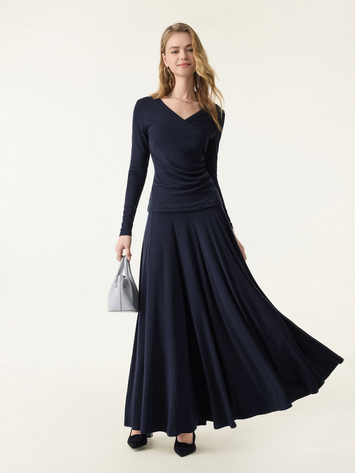 OGLmove Women's Eco-MiYaMoon® Godet Hem Pull-on Maxi Skirt