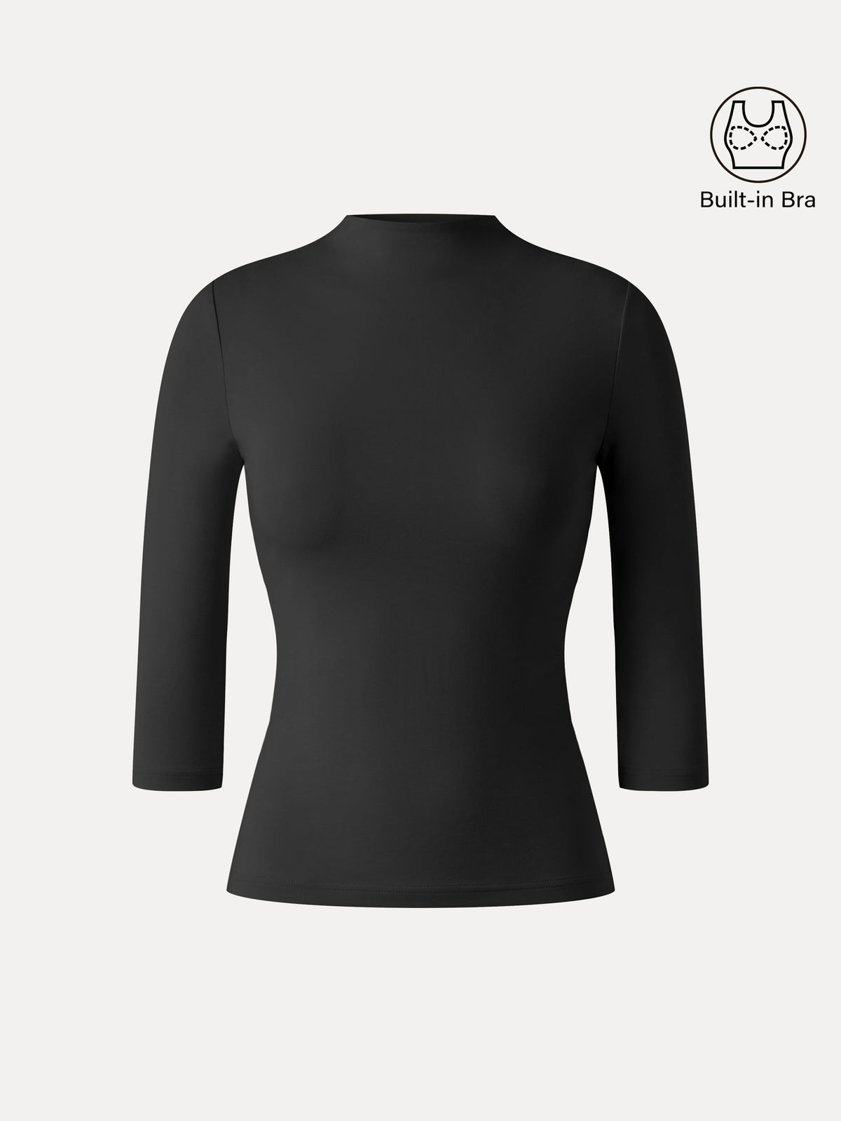 OGLmove Women's Premium Lyocell-Wool Knit Mock Neck 3/4 Sleeve Bra Top