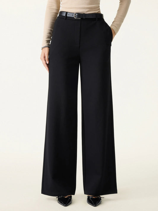 OGLmove Women's Ponte High-Rise Wide-Leg Pants with Pockets