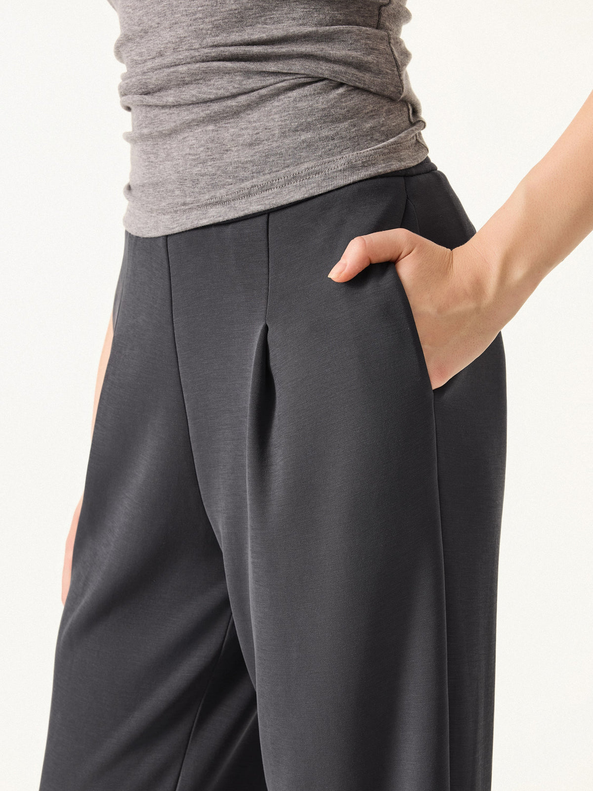 OGLmove Women's Sandwashed Spacer Mid-Rise Straight-Leg Trousers with Pockets