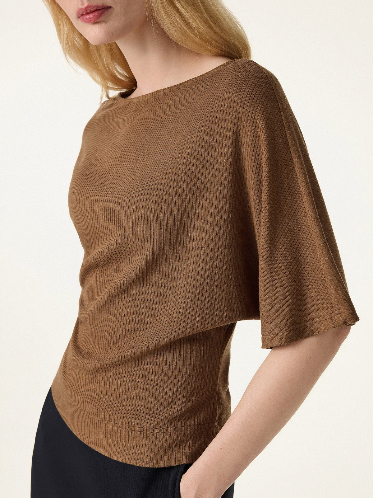 OGLmove Women's Soft Ribbed Boatneck Relaxed Top