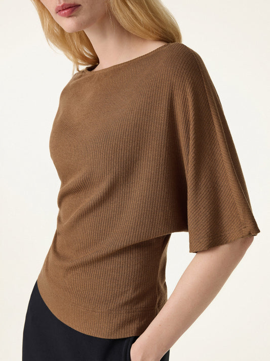 OGLmove Women's Soft Ribbed Boatneck Relaxed Top