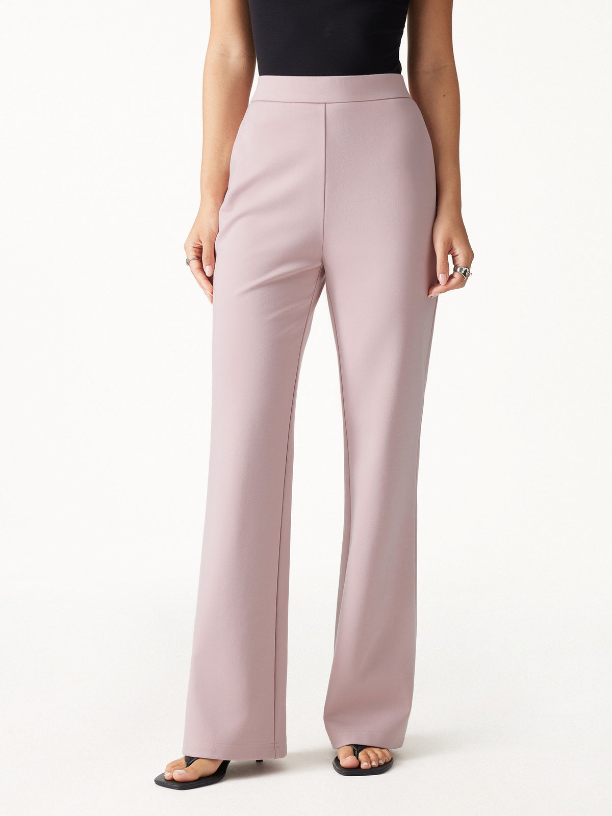 OGLmove Women's Ponte High-Rise Slim Flared Pants with Pockets