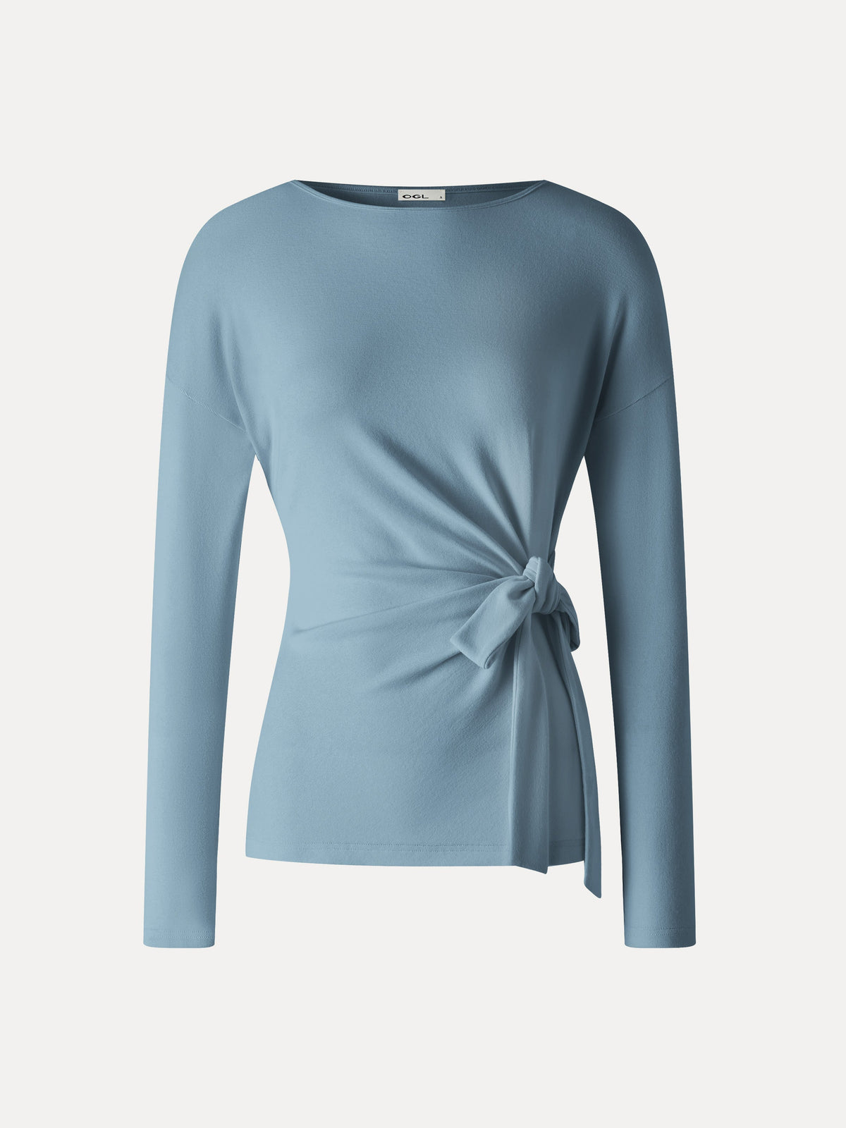 OGLmove Women's Eco-Mousse Boatneck Long Sleeve Tie-Waist Top
