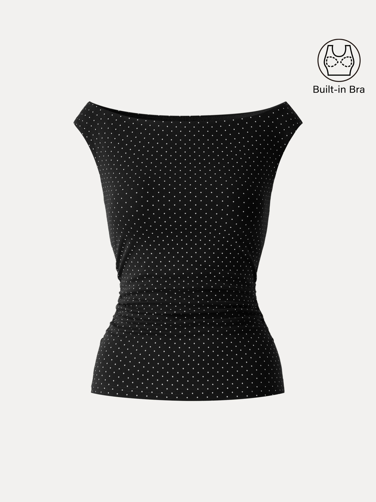 OGLmove Women's Polka Dot Boatneck Ruched Bra Top