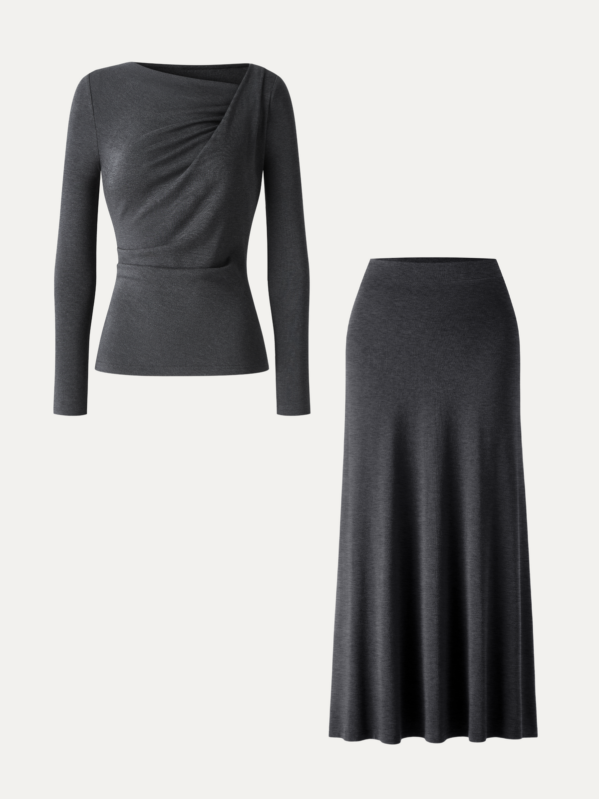 OGLmove Women's 2-Piece Asymmetrical Top and Maxi Skirt Set