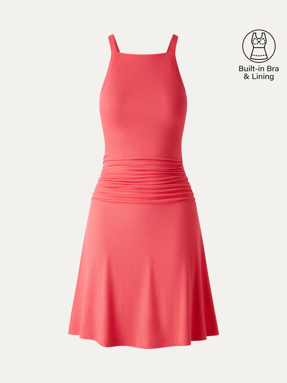 OGLmove Women's CoolTouch Square Neck Ruched Mini Bra Dress