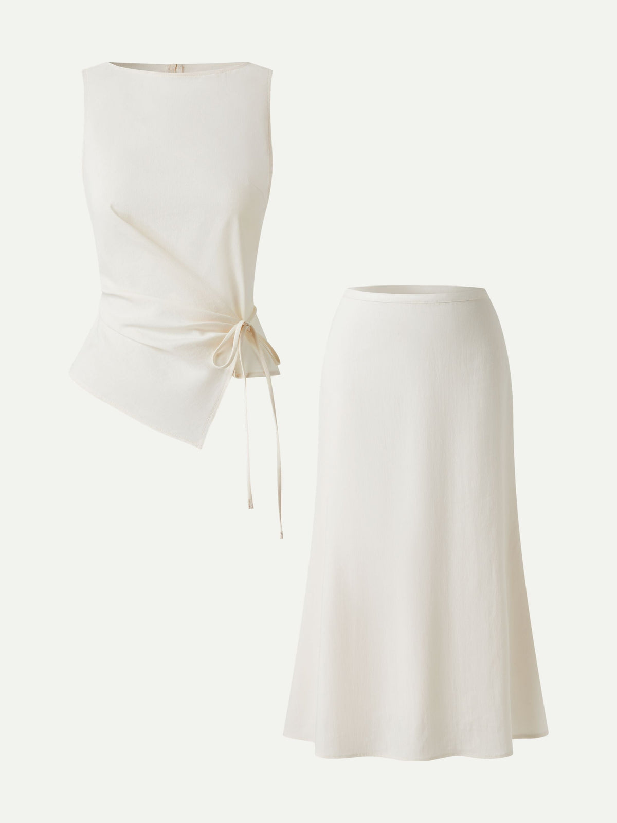 OGLmove Women's Boatneck Waist-Defined Top and Maxi Skirt Set