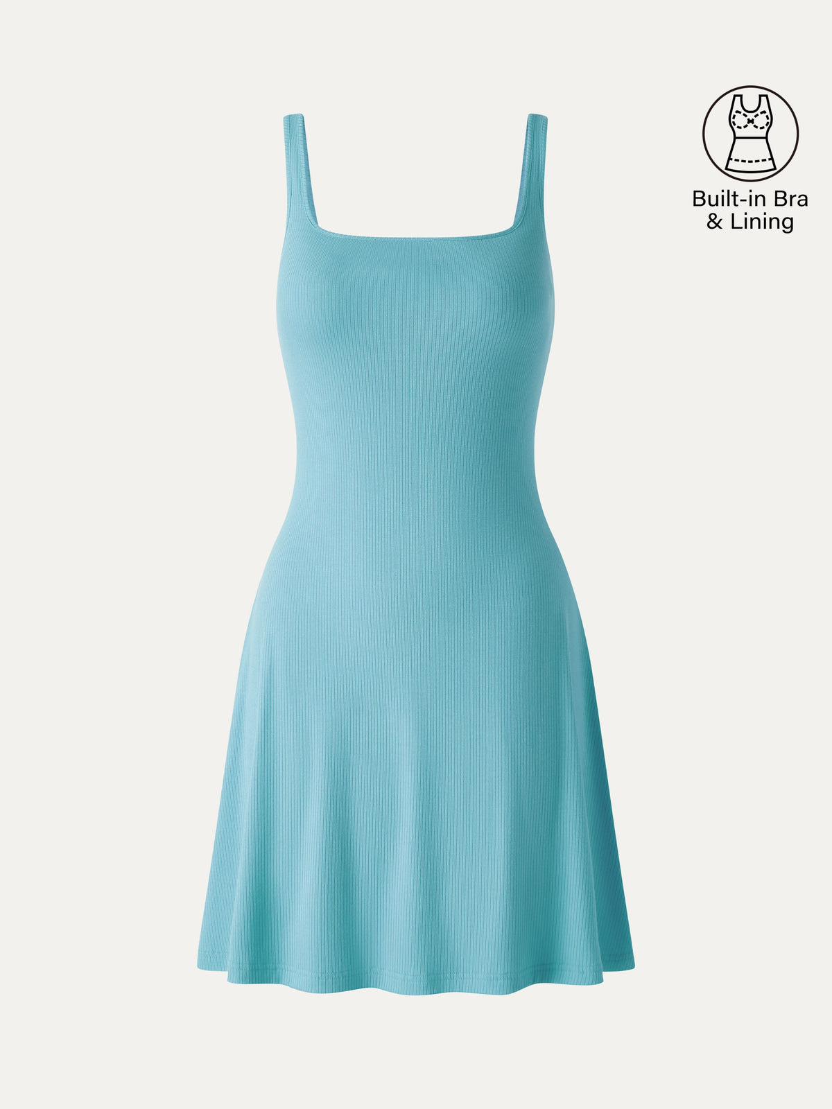 OGLmove Women's CoolTouch Square Neck Sleeveless Bra Dress