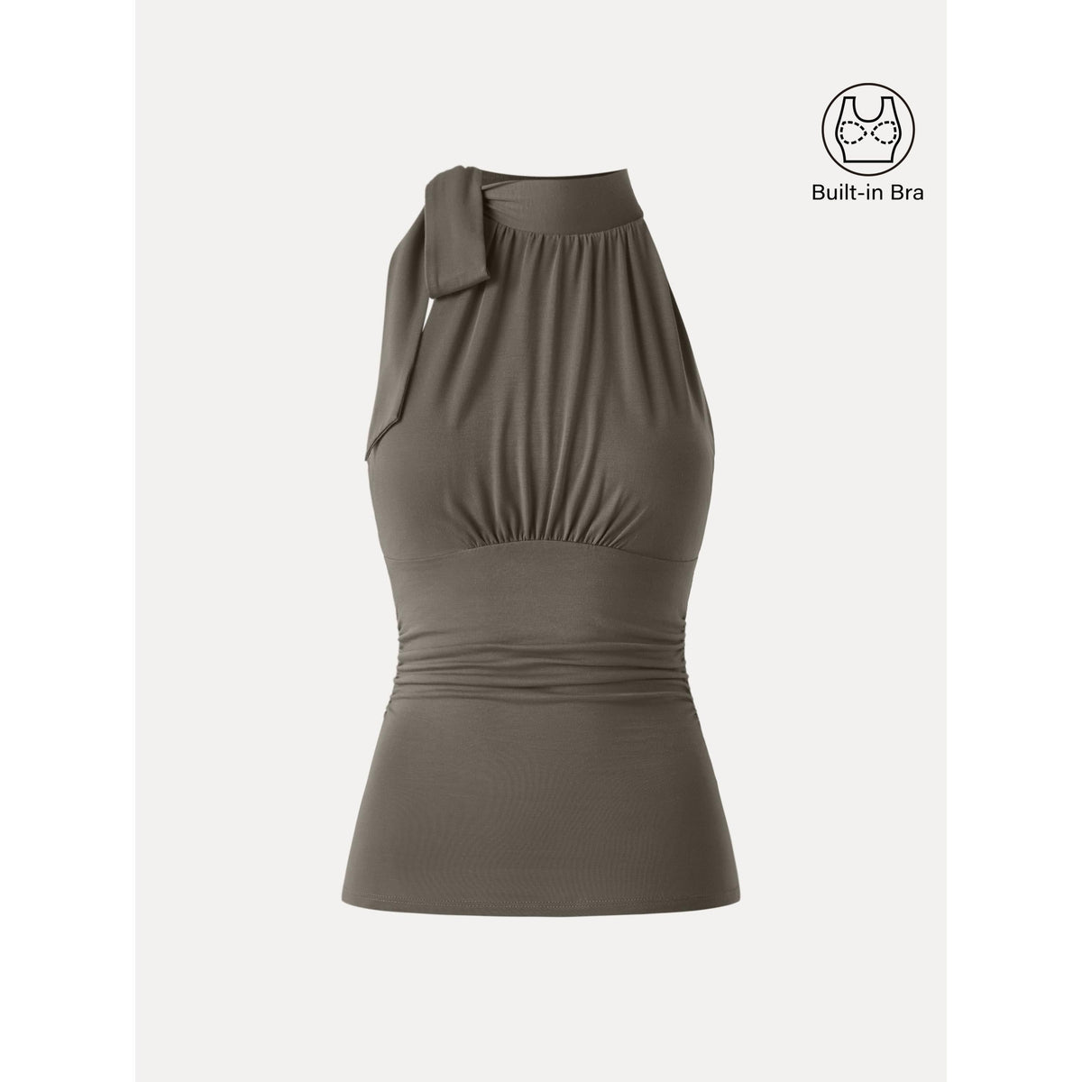 OGLmove Women's Side Ruched High Tie Neck Airy Bra Tank