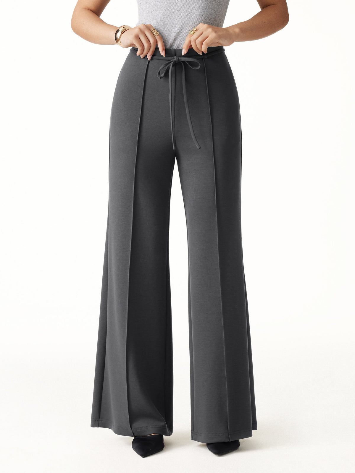 OGLmove Women's Lyocell Spacer Knit High-Rise Flare Pants with Pockets