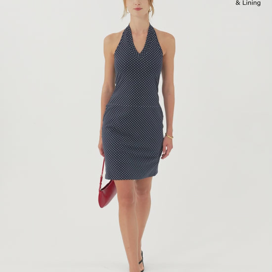OGLmove Women's Stretch Cotton Halter Neck Polka Dot Mini Bra Dress
