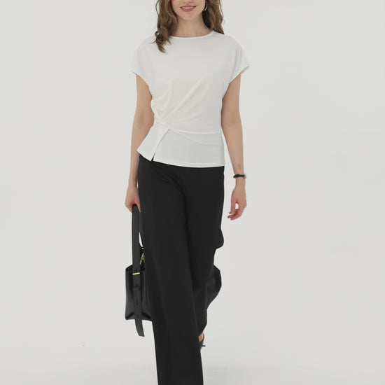 OGLmove Women's Cooling Ponte Relaxed Round Neck Tucked Top