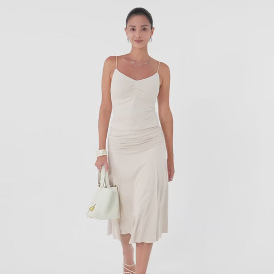 OGLmove Women's Flowy Side Ruched A-Line Midi Skirt