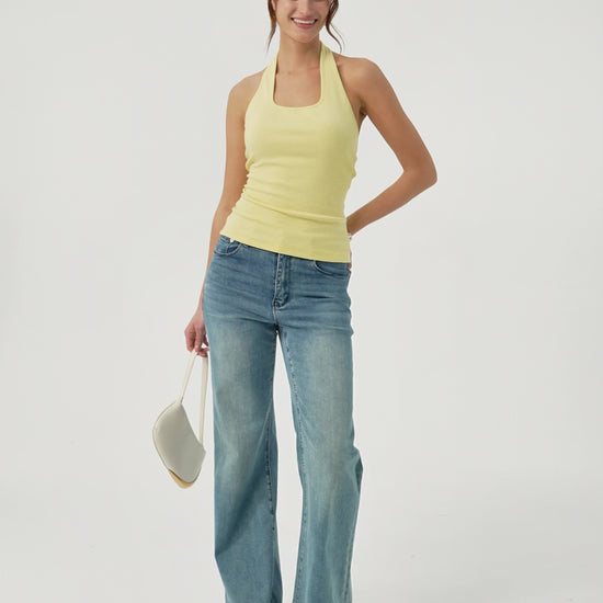 OGLmove Women's Cotton Square Halter Neck Bra Tank