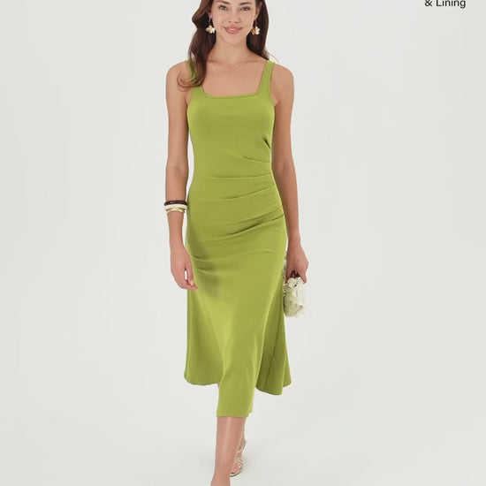 OGLmove Women's Square Neck Tucked Open Back Bra Dress