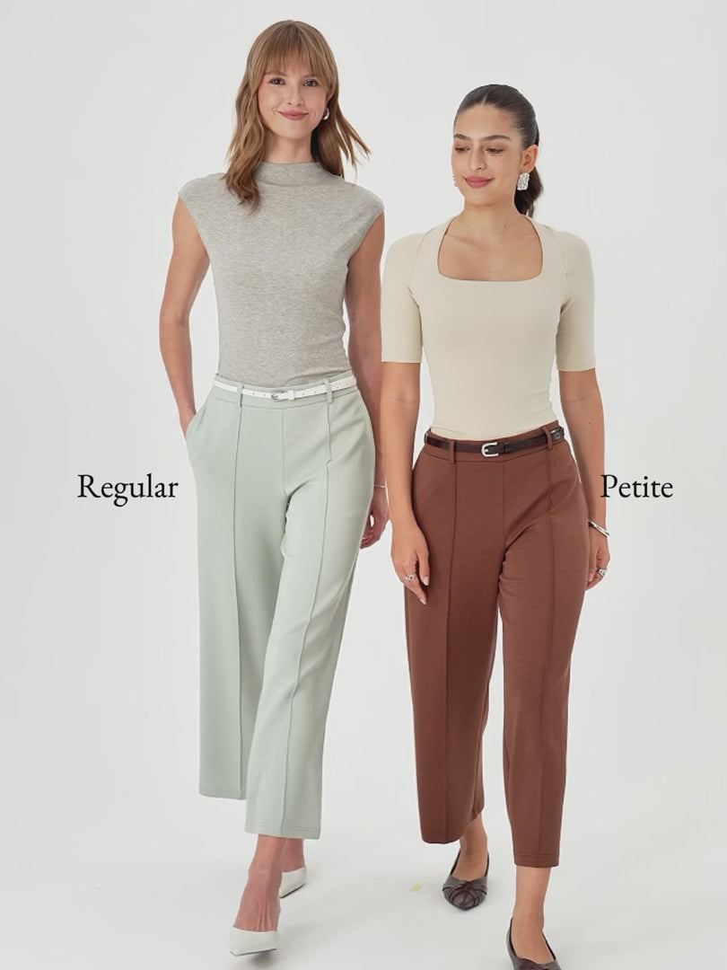OGLmove Women's Lyocell Spacer Knit Cropped Straight-Leg Pants