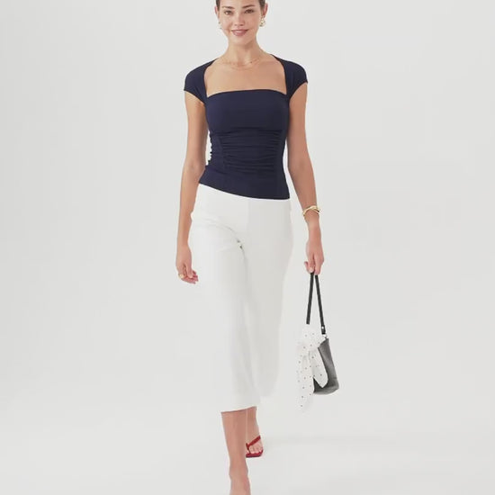 OGLmove Women's SkinKiss Square Neck Cutout Back Ruched Bra Top