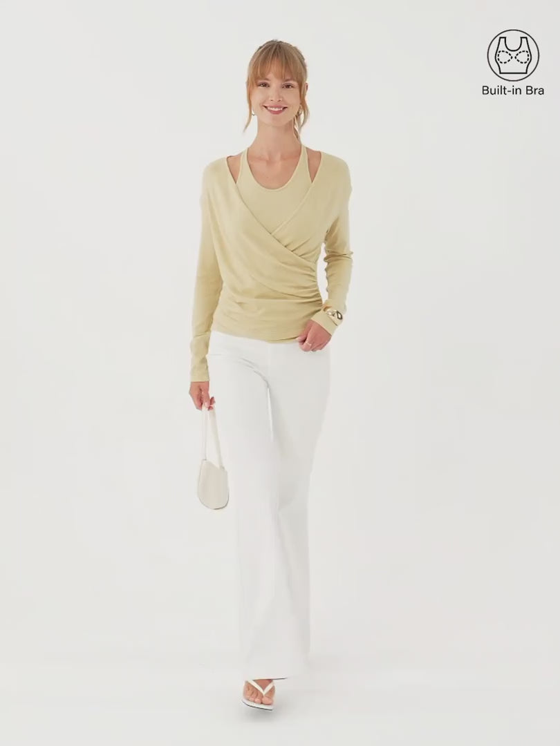 OGLmove Women's Eco-MiYaMoon® Cami & Surplice Ruched Top Set
