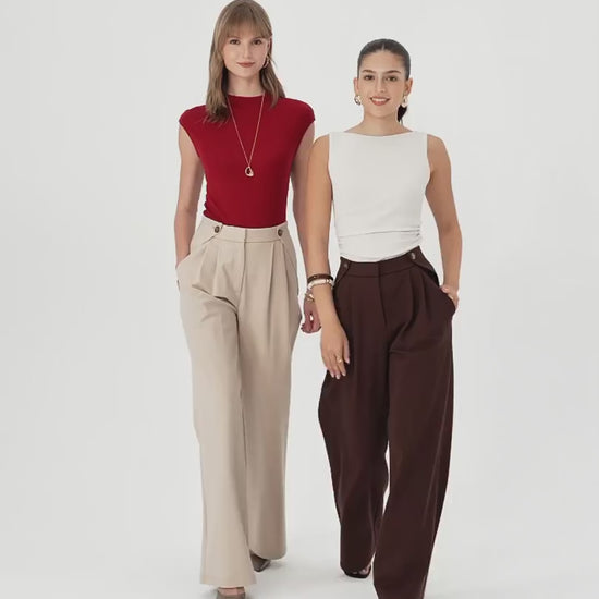 OGLmove Women's Ponte High-Rise Wide-Leg Gusset Pants