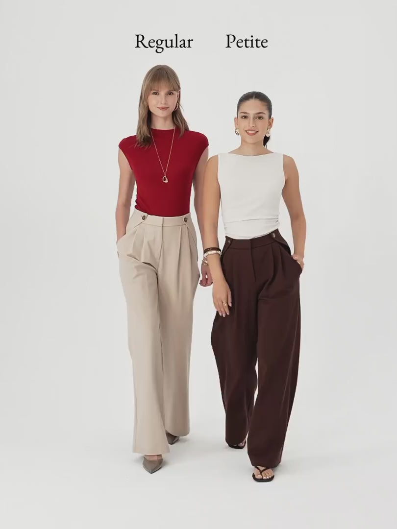 OGLmove Women's Ponte High-Rise Wide-Leg Gusset Pants