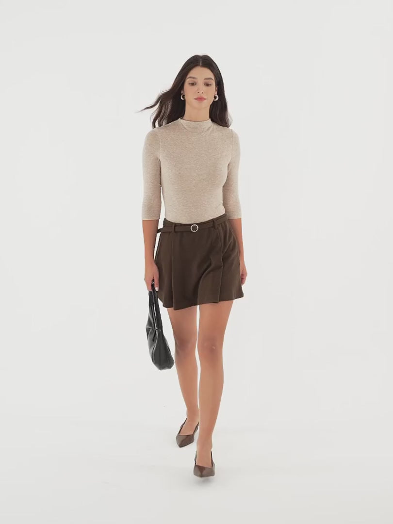 OGLmove Women's Viscose-Wool Blend Belted A-Line Skort