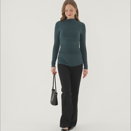OGLmove Women's LiteWarm Slanted Mockneck Ruched Brami