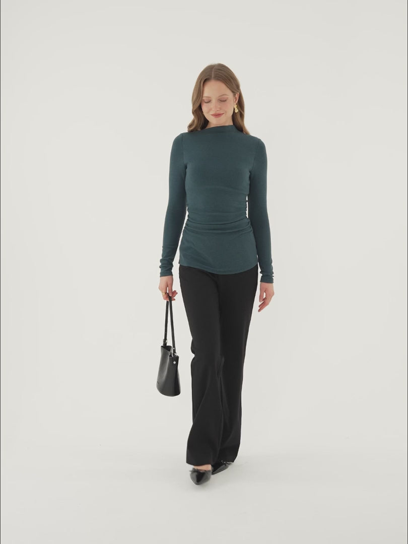 OGLmove Women's LiteWarm Slanted Mockneck Ruched Brami