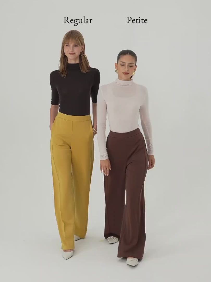OGLmove Women's Modal Spacer Knit High-Rise Wide-Leg Pants