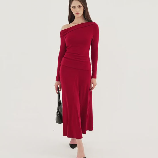 OGLmove Women's Eco-Mousse High-Rise Curved-Seam Midi Skirt