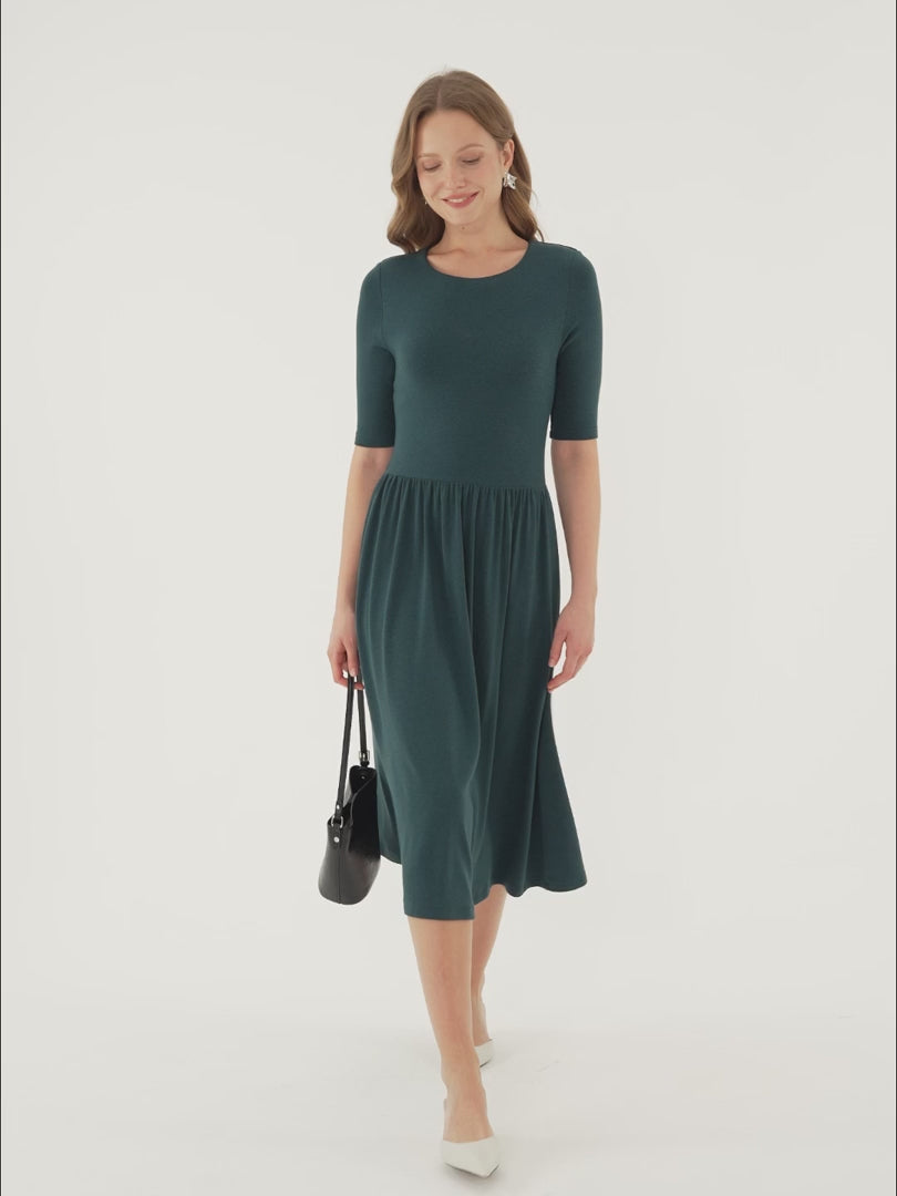 OGLmove Women's Eco-Mousse® Fit-and-Flare Midi Bra Dress