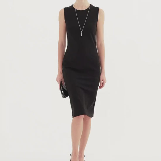 OGLmove Women's Ponte Round Neck Column Midi Dress