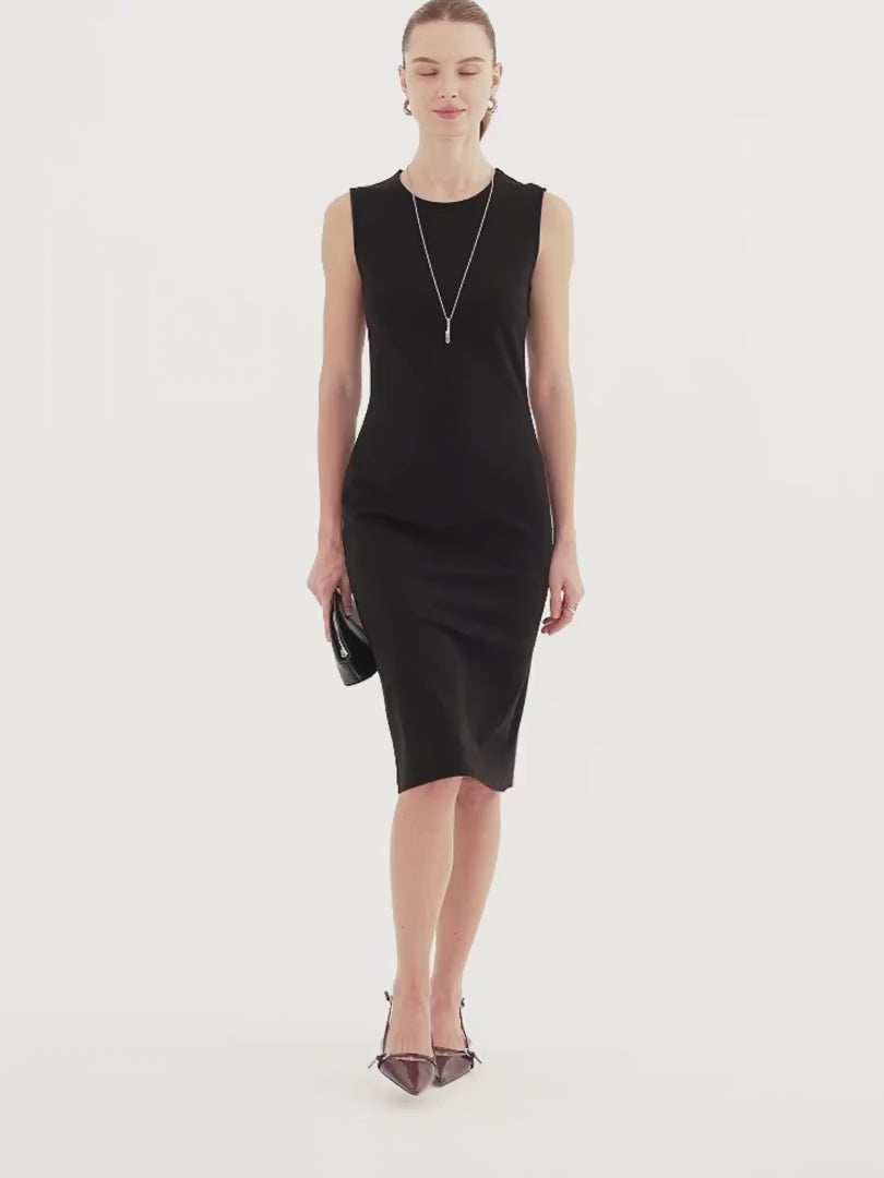 OGLmove Women's Ponte Round Neck Column Midi Dress