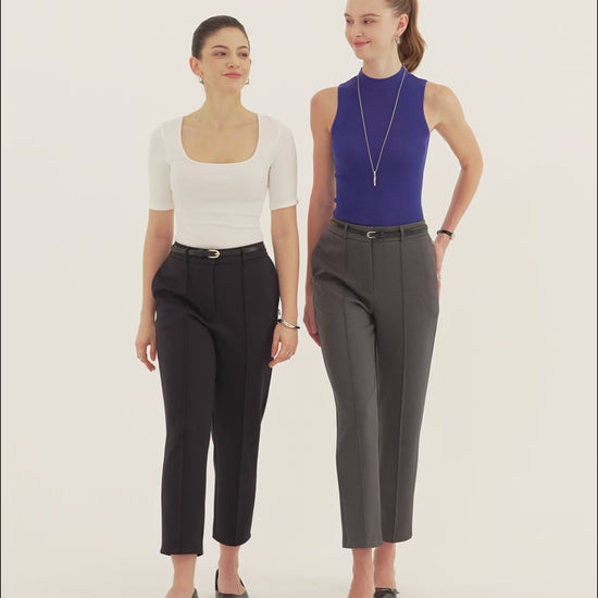 OGLmove Women's Modal Blend Ponte High-Rise Ankled Slim-Straight Pants