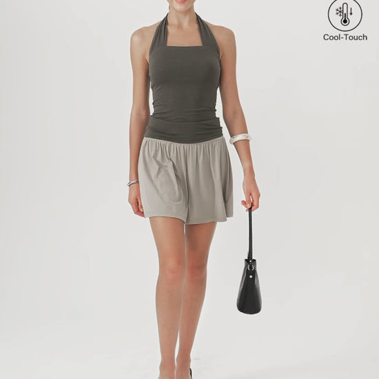 OGLmove Women's Matte Smooth Gathered A-Line Skort