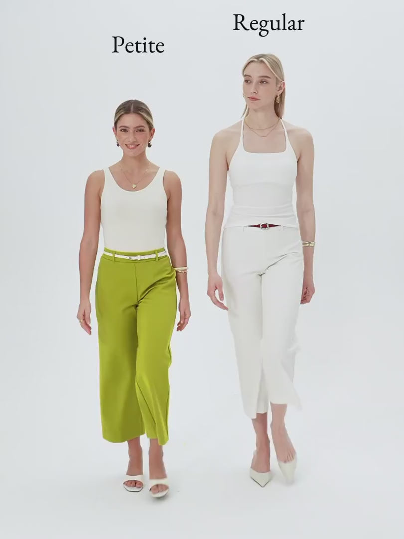 OGLmove Women's Mid Rise Cropped Wide Leg Pants with Pockets