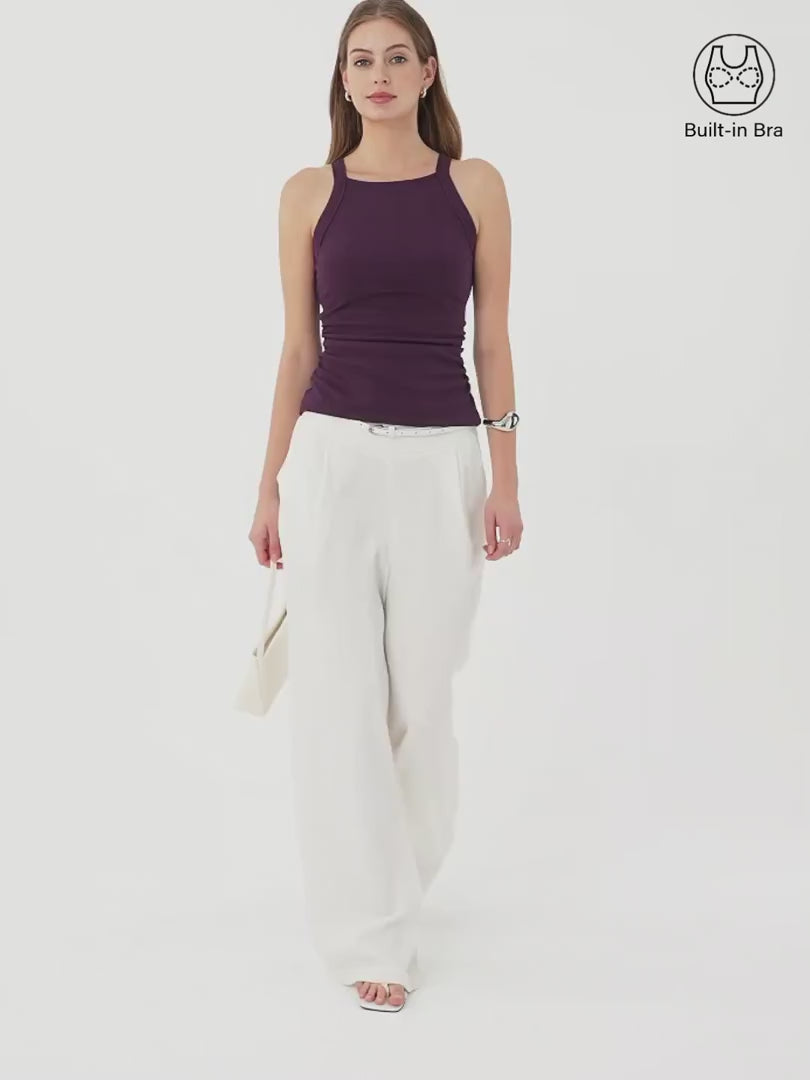 OGLmove Women's Plantive Chic Square Neck Ruched Bra Tank