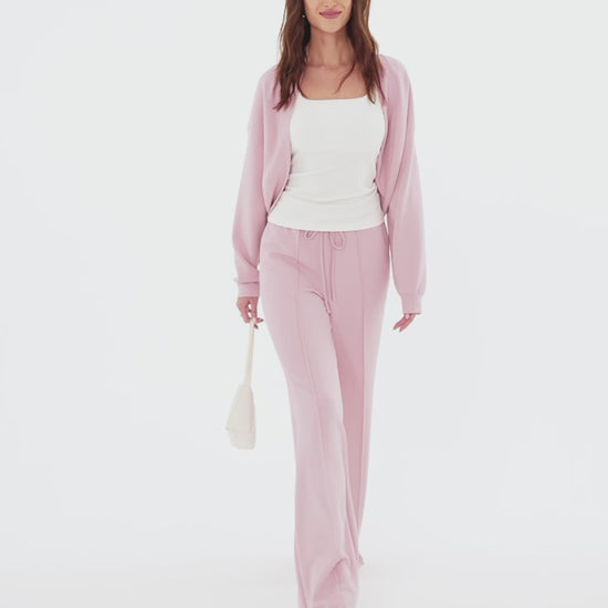 OGLmove Women's 2-Piece Cardigan and Flare Pants Set