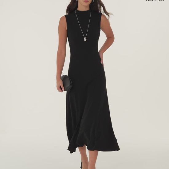 OGLmove Women's Eco-Mousse® Mock Neck Sleeveless Midi Bra Dress