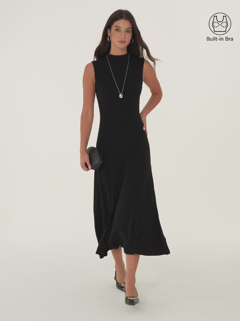 OGLmove Women's Eco-Mousse® Mock Neck Sleeveless Midi Bra Dress
